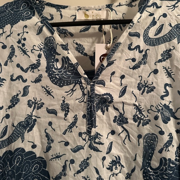 Bindu Blue and White Patterned Dress. Size Small. - Picture 3 of 9